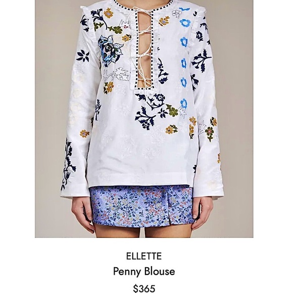 Elliette New Silk Penny Floral Embroidered Beaded Blouse French Designer - Picture 3 of 14